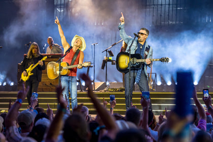Kenny Chesney and Eric Church on stage at the Sphere Las Vegas