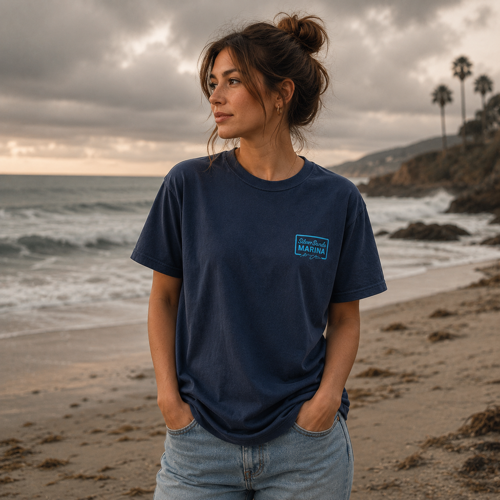 Silver Sands Marina Album T-Shirt (Navy)