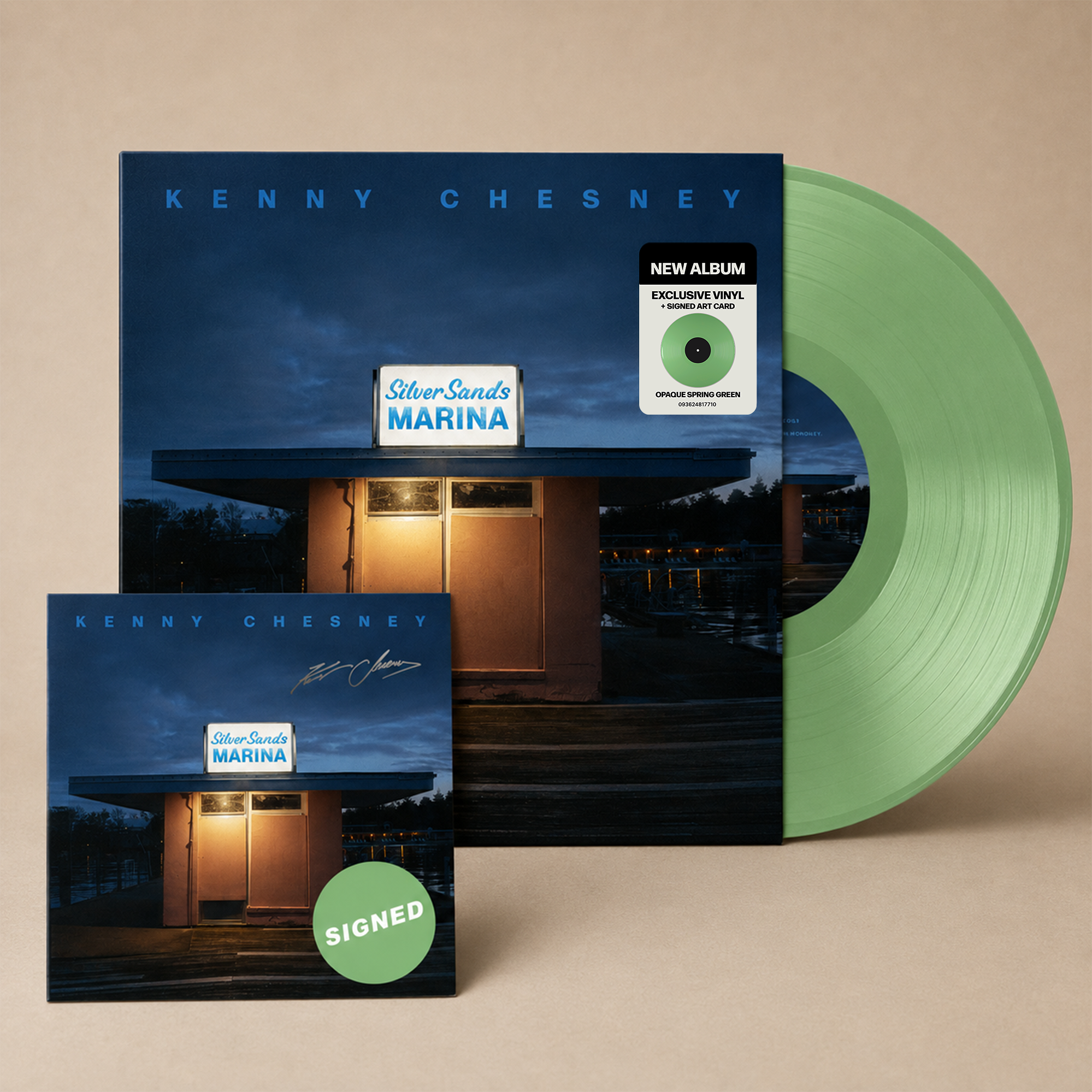Silver Sands Marina (Opaque Spring Green Vinyl + Signed Art Card)