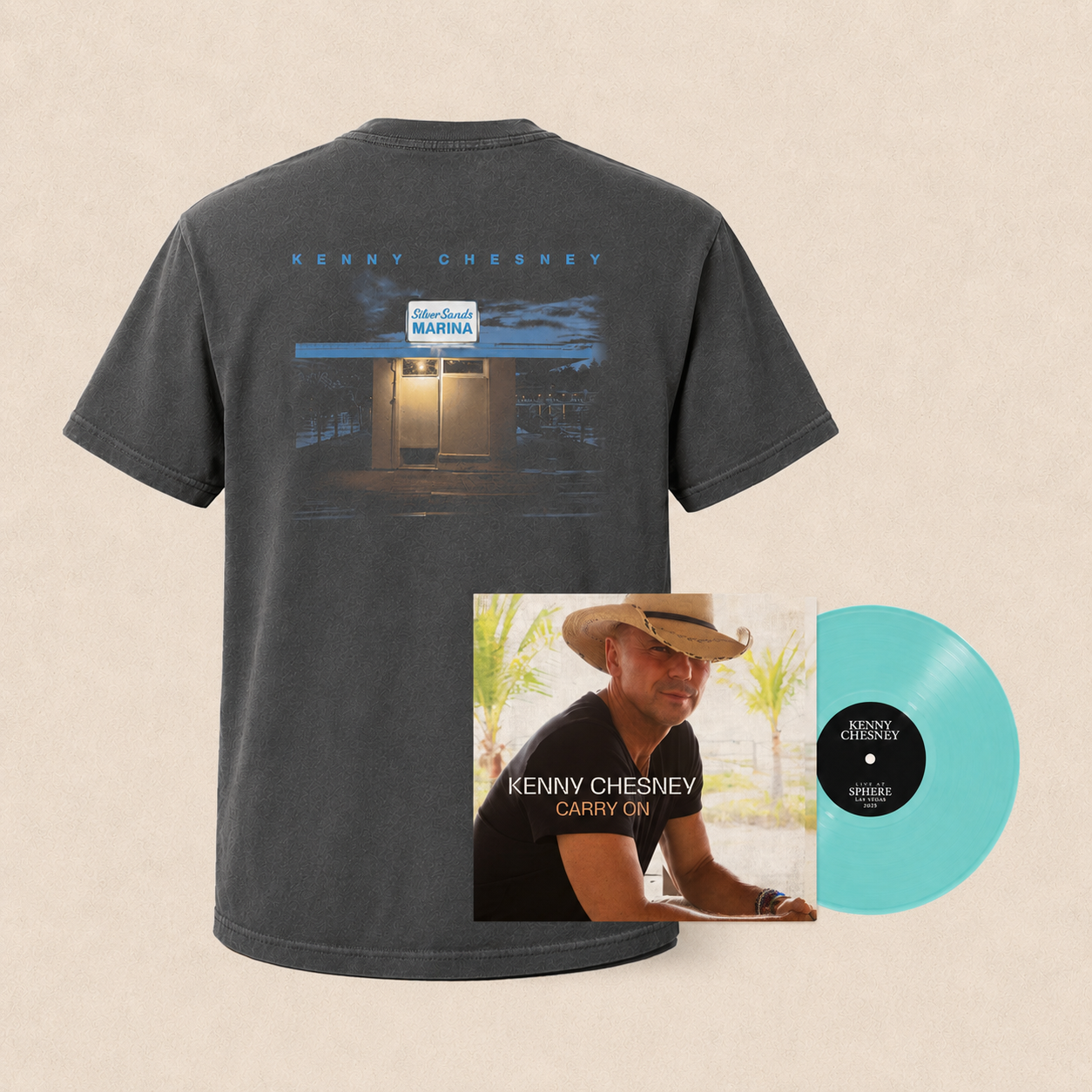Silver Sands Marina Pepper T-Shirt with Carry On (7” Vinyl-Sphere Edition)