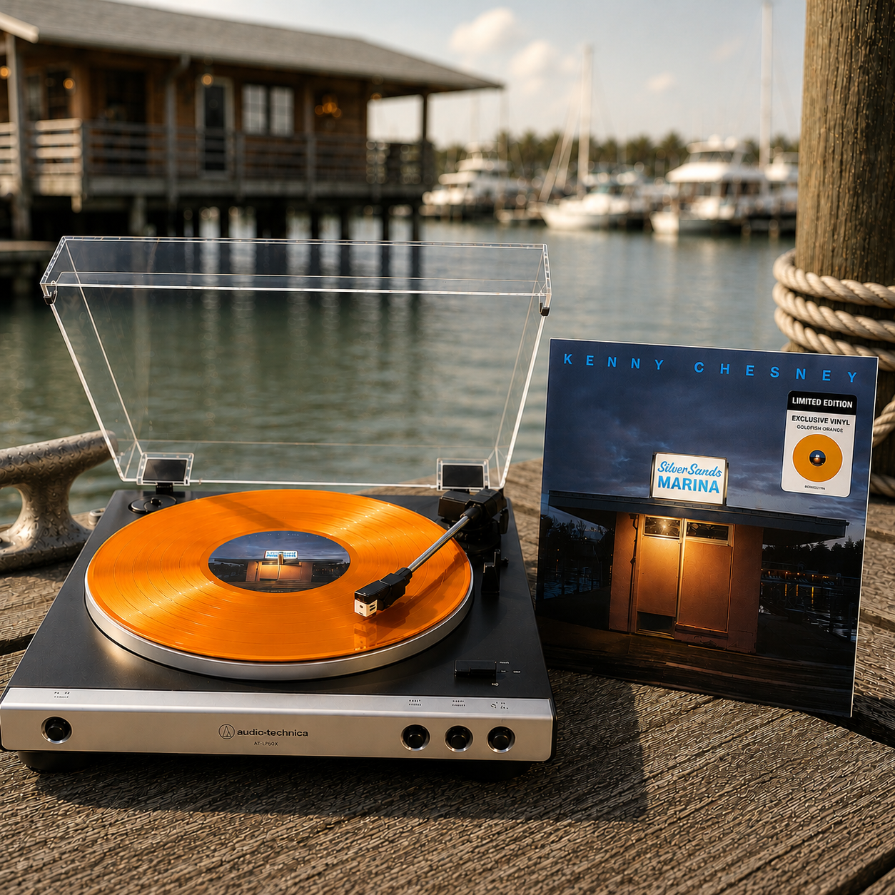Silver Sands Marina (Goldfish Orange Vinyl) on dock